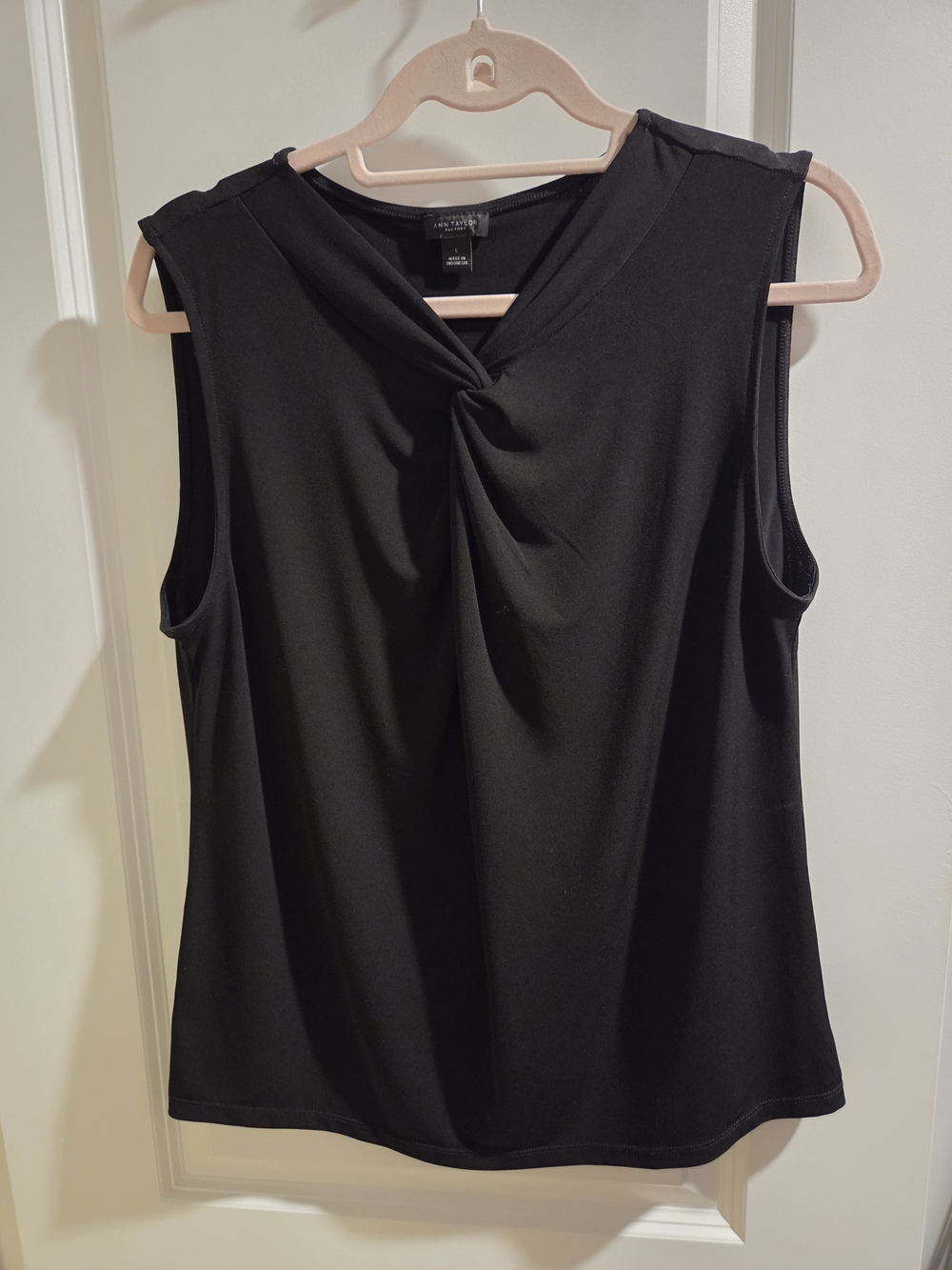 Ann Taylor Black Twist-Front Sleeveless Tank